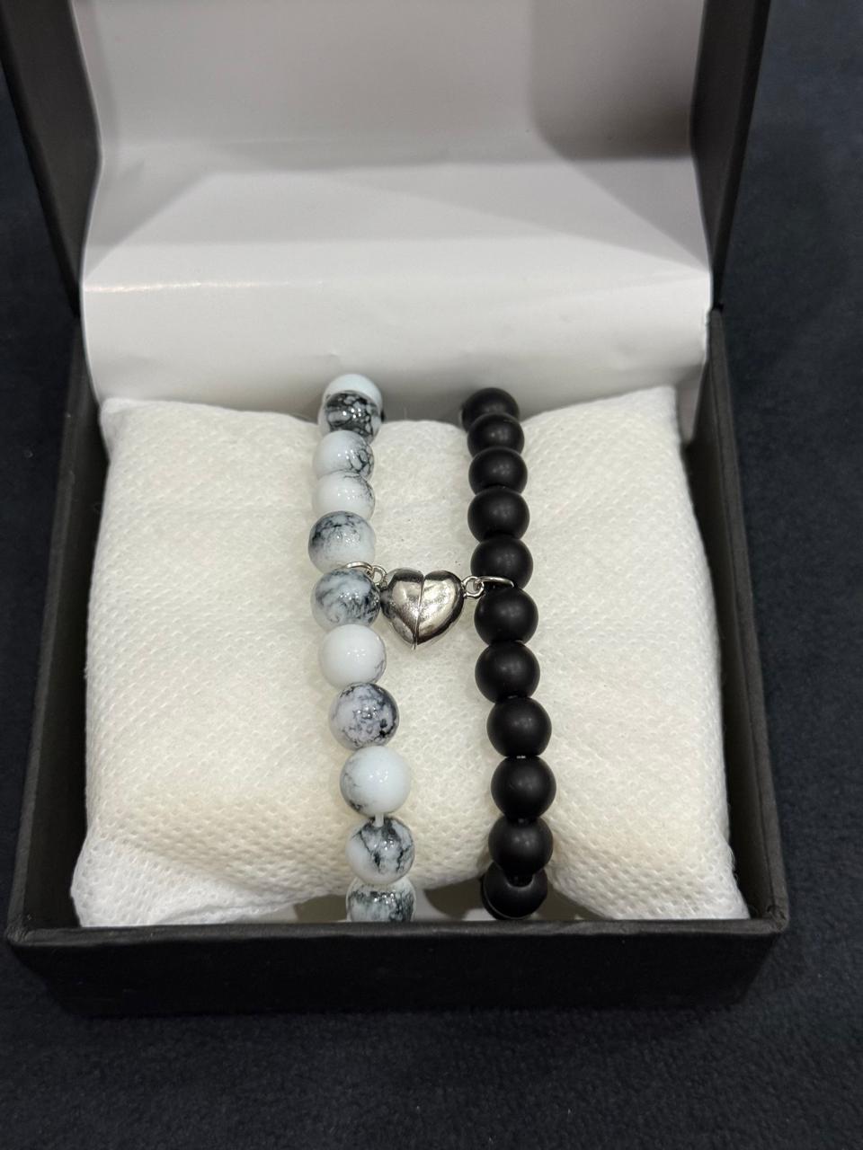 Luxury Magnetic Heart Couples Bracelet Set | Natural Stone Distance Bracelets