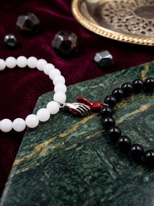 Premium Magnetic Promise Bracelet Set | Luxury Couples Distance Bracelets with Handshake Charm